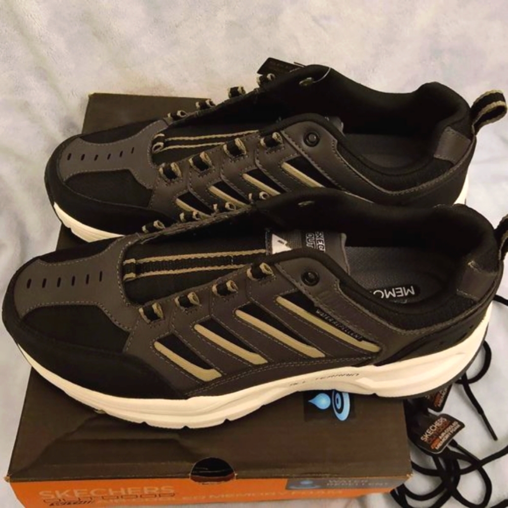 Skechers Oxford Lace-up Sneaker Escape Plan 2.0 Men 8M Black Grey Orange New - Picture 2 of 14